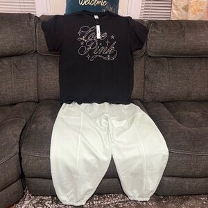 PINK Victoria's Secret Black Tee with Rhinestone Design